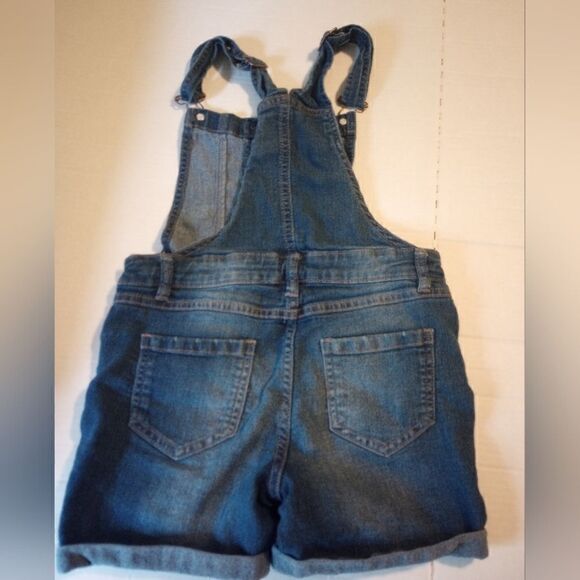 Vanilla star girls bibbed overall shorts with button accent and cuffed hem SZ 10 - Picture 2 of 8
